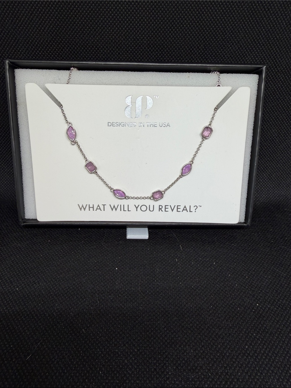 Purple Kunzite on Rhodium Chain Necklace